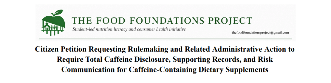 FDA Citizen Petition: Total Caffeine Labeling for Dietary Supplements
