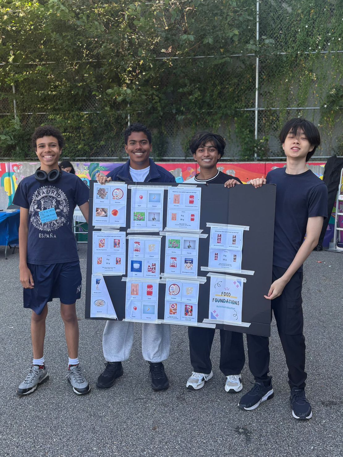 Food Foundations workshop leaders holding an educational poster